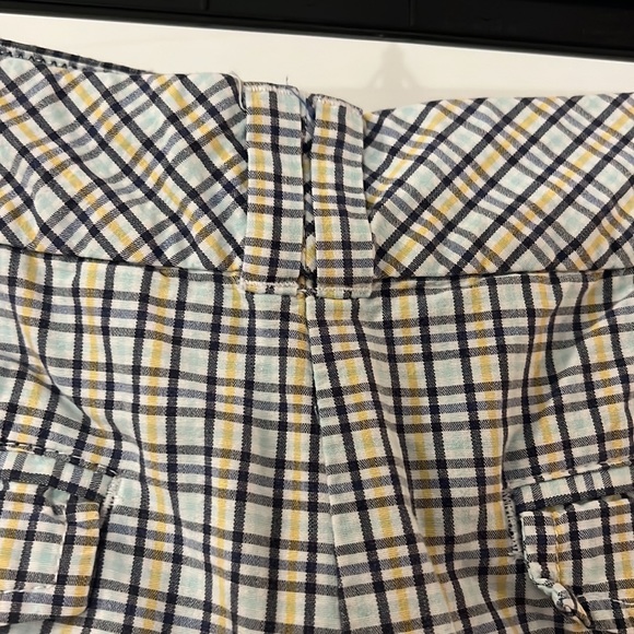 Tommy Hilfiger cuffed plaid shorts SZ 12 blue white yellow preppy summer spring - Picture 10 of 11